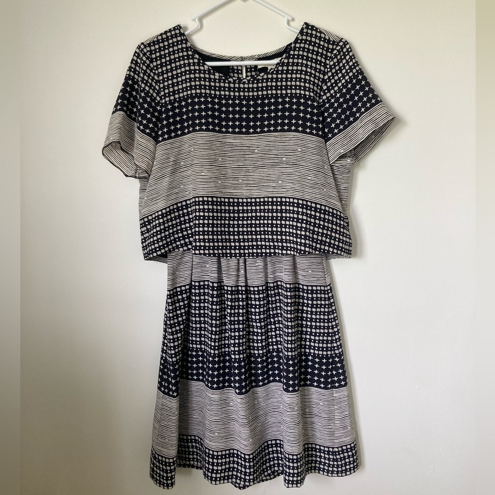 Madewell Black and White Peekaboo Back Dress
